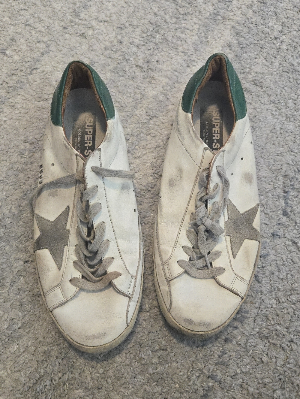 Golden Goose Super-Star Leather Low-Top Sneakers - White/Green 44, 10, 10.5 - Picture 2 of 16
